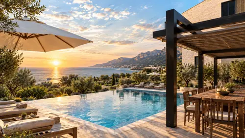 One-bedroom apartment with a 42 m² terrace in Reževići, Budva Riviera, Budva